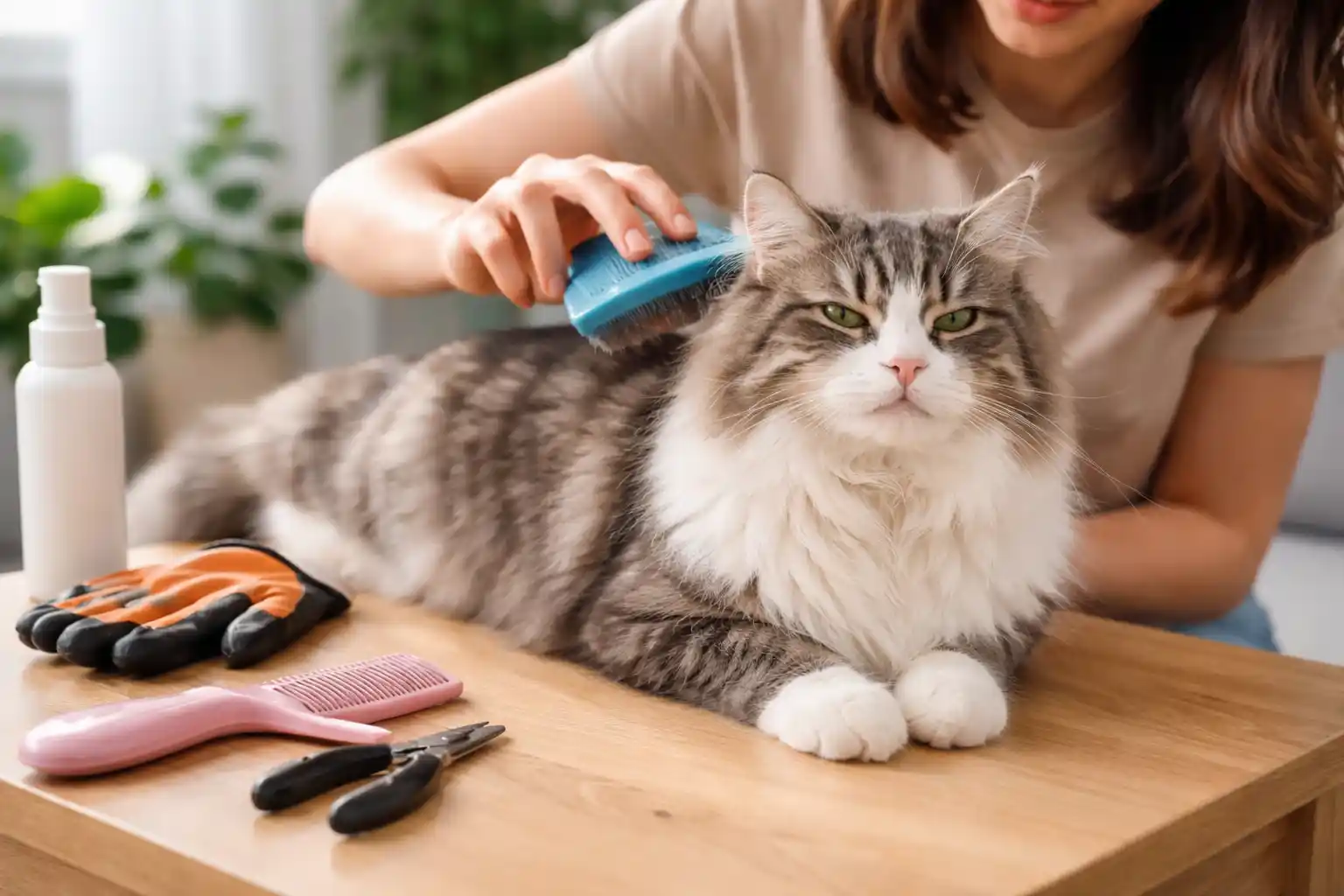 how to groom cat at home